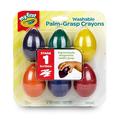 Crayola My First Washable Palm-Grasp Crayons For Toddlers, 6 Count