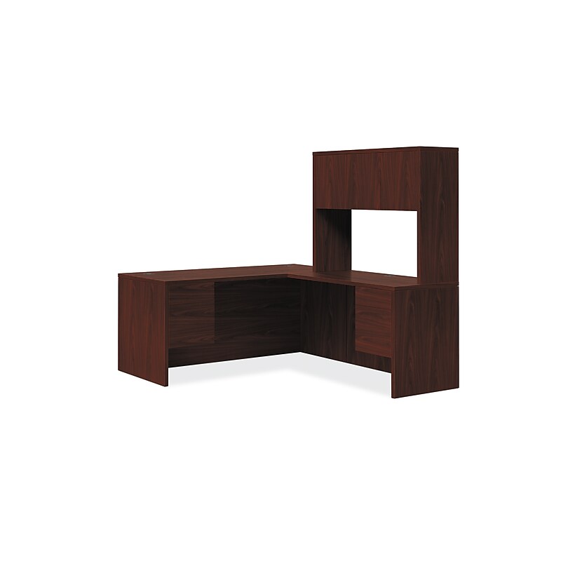 HON 10500 Series L-Workstation, Stack-On Storage, 66"W x 78"D, Mahogany Finish (HON105LLH6630N) image 1