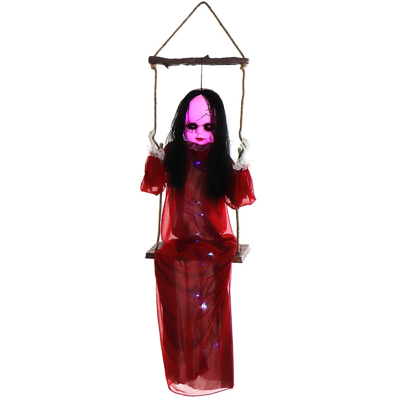 Haunted Hill Farm Giggling Zombie Girl on a Swing Animatronic (HHGIRL-6HLS) image 1