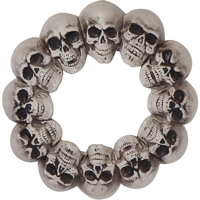 Haunted Hill Farm 15.7" Dungeon Skull Hanging Wreath (HHSKEL-11WRTH) image 1