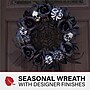 Haunted Hill Farm 15" Black & White Floral Wreath (HHSPD-2WRTH)~#|#~sp218922483_sc7