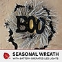 Haunted Hill Farm 15" White Twig Battery-Operated Wreath with LED Lights (HHWRTHBOO-1BR)~#|#~sp218923172_sc7