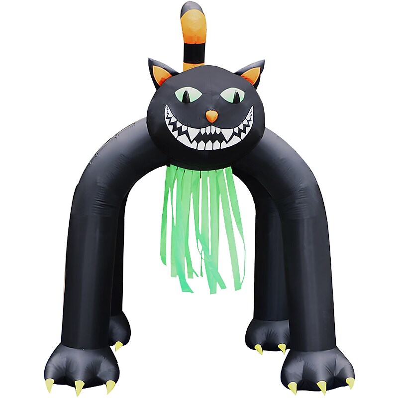 Haunted Hill Farm 10' Tall Pre-lit Black Cat Arch Inflatable (HIBCATARCH101-L) image 1