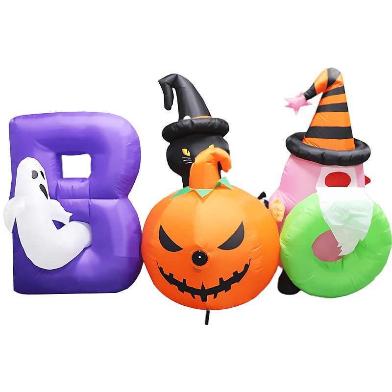 Haunted Hill Farm 5' Tall Pre-lit Musical Boo Sign Inflatable (HIBOOSGN052-L) image 1