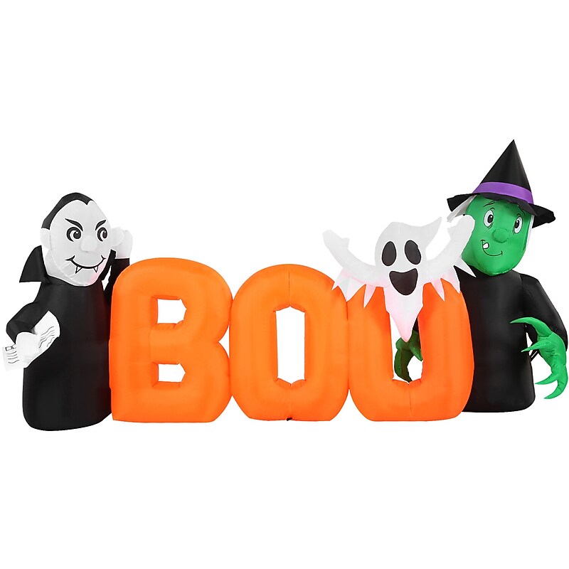 Haunted Hill Farm 6.5' Wide Pre-lit Inflatable Boo Sign (HIBOOSGN061-L) image 1