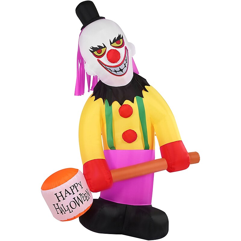 Haunted Hill Farm 8' Tall Pre-lit Clown Inflatable (HICLOWN081-LA) image 1
