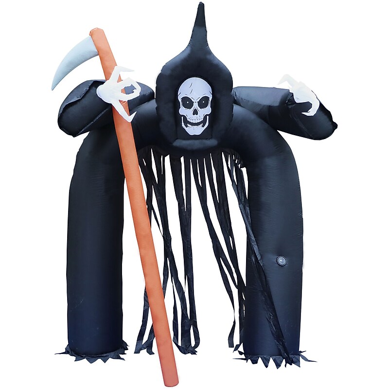 Haunted Hill Farm 10' Tall Pre-lit Musical Grim Reaper Arch Inflatable (HIHARCH101-L) image 1