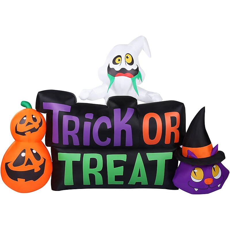 Haunted Hill Farm 8' Wide Pre-lit Trick or Treat Sign Inflatable (HITRCKTRT081-L) image 1