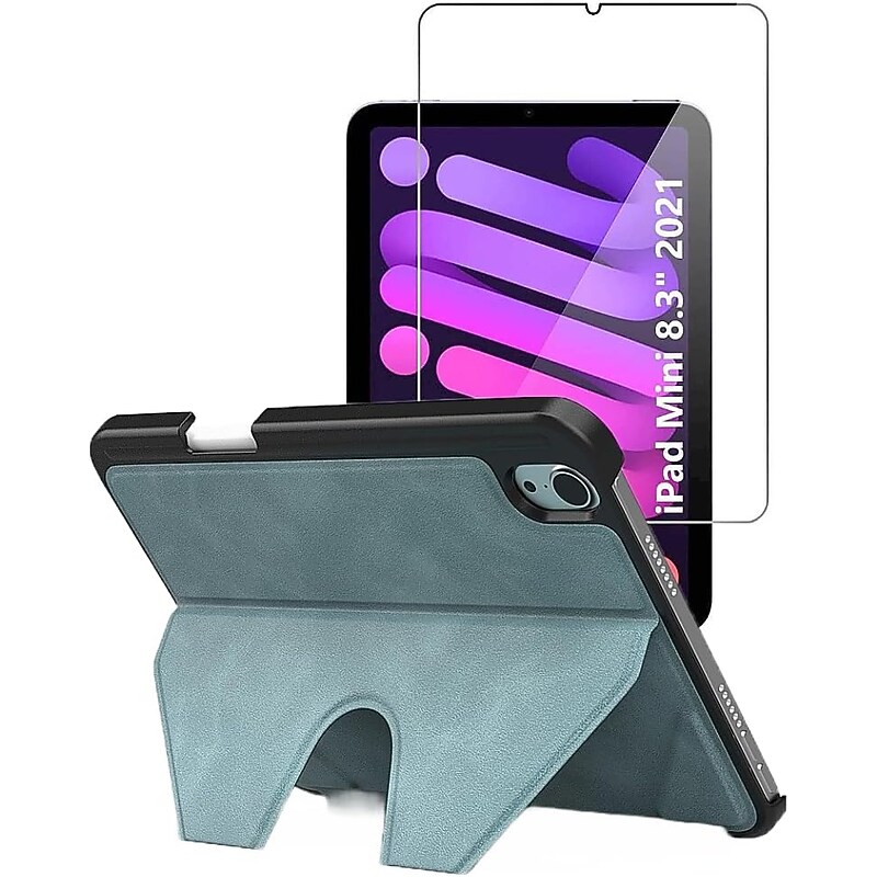 SaharaCase Apple iPad mini A17 Pro & 6th Generation 2021 Protection Bundle, Multi-Angle Case with Tempered Glass Screen, Aqua image 1