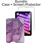 SaharaCase Apple iPad mini A17 Pro & 6th Generation 2021 Protection Bundle, Folio Case with Tempered Glass Screen, Purple Marble~#|#~sp220088117_sc7