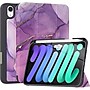 SaharaCase Apple iPad mini A17 Pro & 6th Generation 2021 Protection Bundle, Folio Case with Tempered Glass Screen, Purple Marble~#|#~sp220088118_sc7