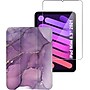 SaharaCase Apple iPad mini A17 Pro & 6th Generation 2021 Protection Bundle, Folio Case with Tempered Glass Screen, Purple Marble~#|#~sp220088128_sc7