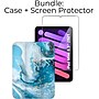 SaharaCase Apple iPad mini A17 Pro & 6th Generation 2021 Protection Bundle, Folio Case with Tempered Glass Screen, Blue Marble~#|#~sp220088129_sc7