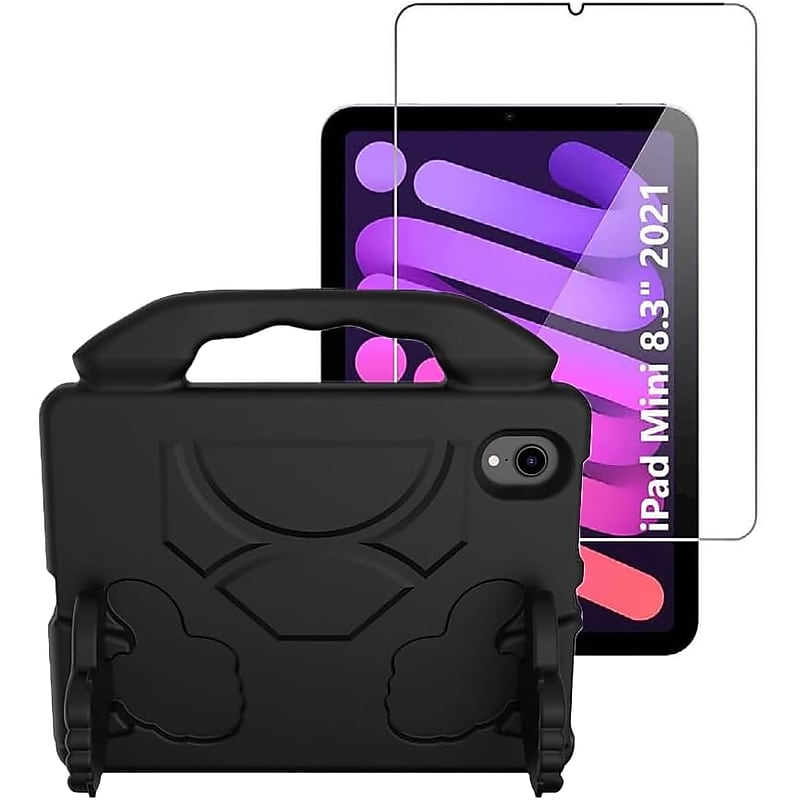 SaharaCase Apple iPad mini A17 Pro & 6th Generation 2021 Protection Bundle, KidProof Case with Tempered Glass Screen, Black image 1