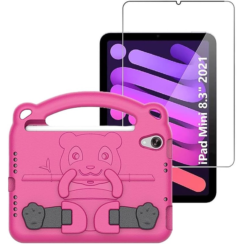 SaharaCase Apple iPad mini A17 Pro & 6th Generation 2021 Protection Bundle, KidProof Case with Tempered Glass Screen, Pink image 1