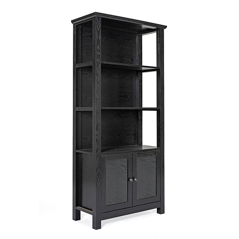 Flash Furniture Stella 67.75" 3-Shelf Bookcase, Black Engineered Wood (ZG027BLK) image 1