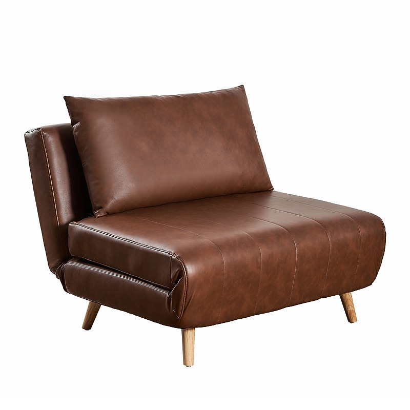 Flash Furniture Shaw LeatherSoft Convertible Tri-Fold Sleeper Chair, Armless, Brown (BOBSBS031BRN) image 1