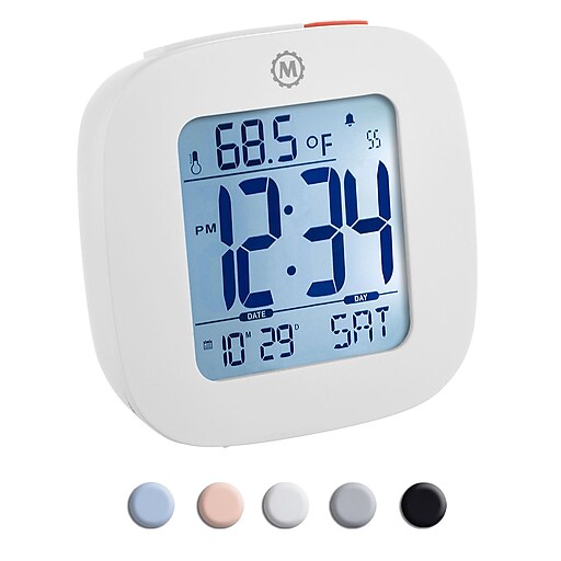 Marathon Compact Digital Alarm Clock, White (CL030058WH) at Staples