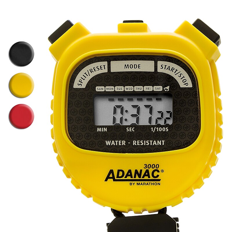 Marathon Adanac 3000 Digital Stopwatch, Yellow (ST083000YE) image 1