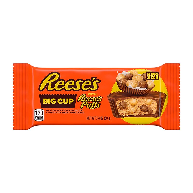 Reese's King Size Peanut Butter Chocolate Milk Chocolate with Reese's Puffs Candy Bar, 38.4 oz., 16/Box (246-01182) image 1