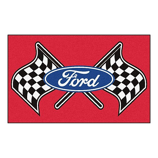 Shop Staples for FANMATS Ford Ford Flags Nylon 4x6 Rug, MultiColored
