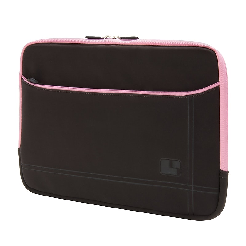 SumacLife Microsuede Bubble Protection 13" Laptop Sleeve, Brown/Pink (NBKLEA664) image 1