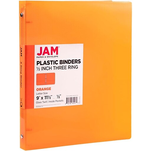 JAM PAPER 1/2" 3Ring Binder, Orange (PB75237OR) Staples