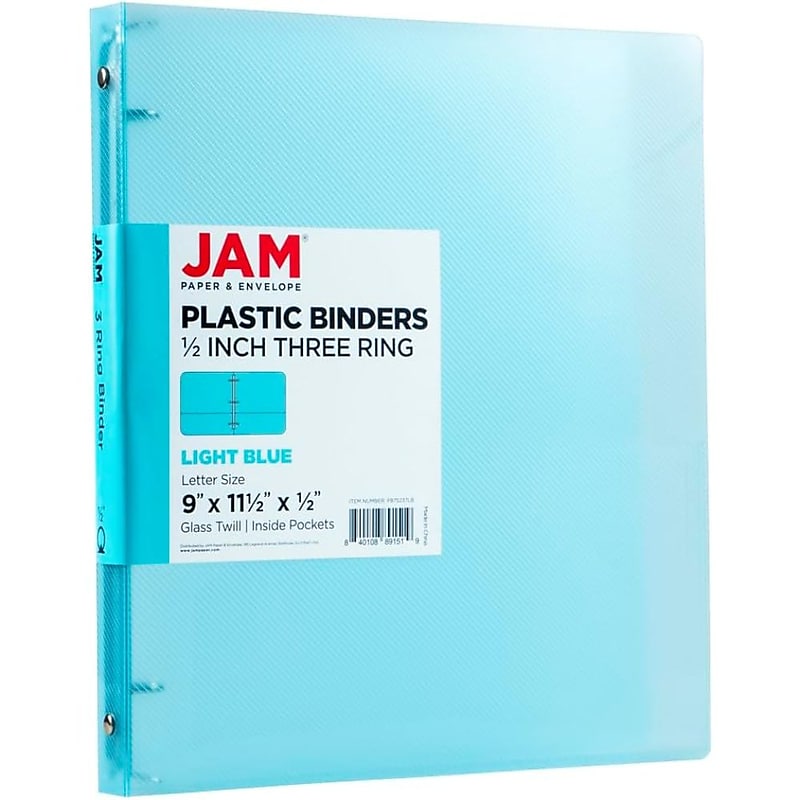 JAM PAPER 1/2" 3-Ring Binder, Light Blue (PB75237LB) image 1