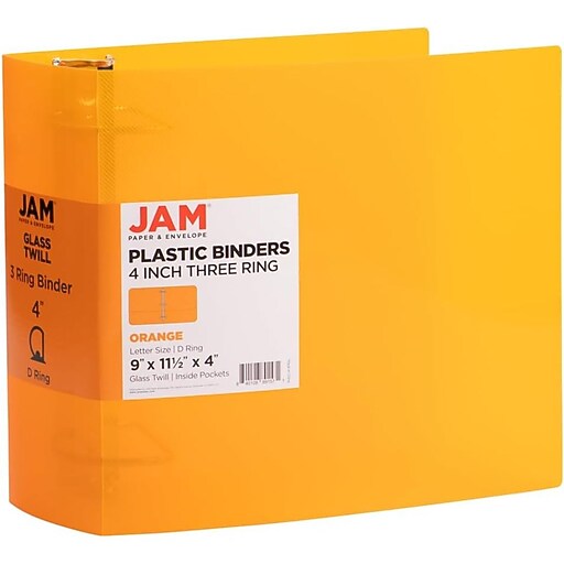 JAM PAPER 4" 3Ring Binder, Orange (PB75245OR) Staples