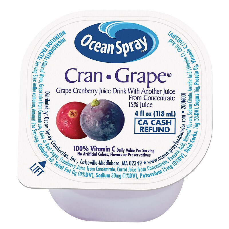Ocean Spray Cranberry Grape Juice, 4 fl oz, 48/Box (220-02222) image 1
