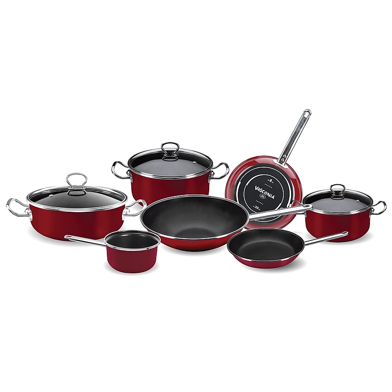VASCONIA Elegance 10-Piece Enamel on Steel Cookware Set, Red (4043402) image 1