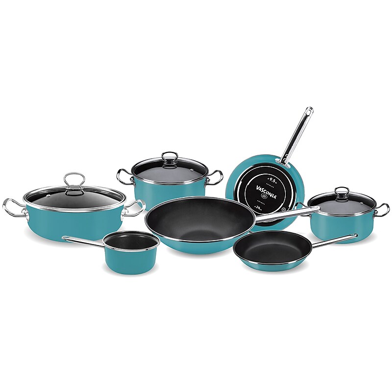 VASCONIA Elegance 10-Piece Enamel on Steel Cookware Set, Teal (4043594) image 1
