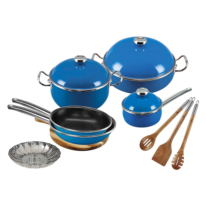 Vita 13-Piece Enamel on Steel Cookware Set, Blue (62385) image 1