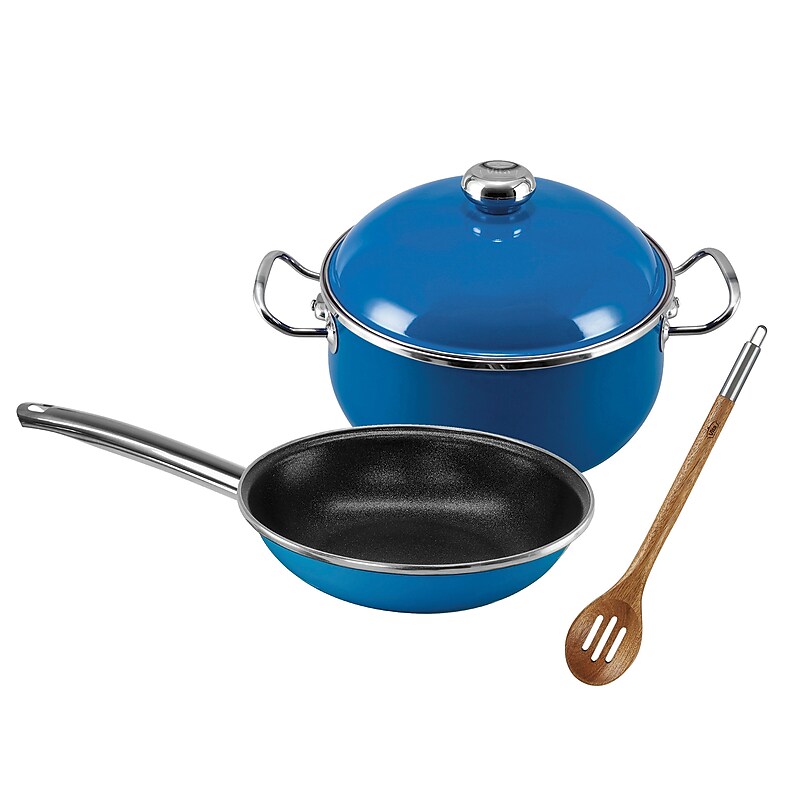 Vita 4-Piece Enamel on Steel Beginner’s Cookware Set, Blue (63252) image 1