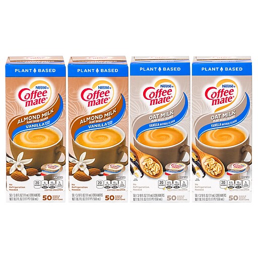 Coffee Mate Vanilla Almond Milk & Oat Milk Variety Pack, 200 Count, 4