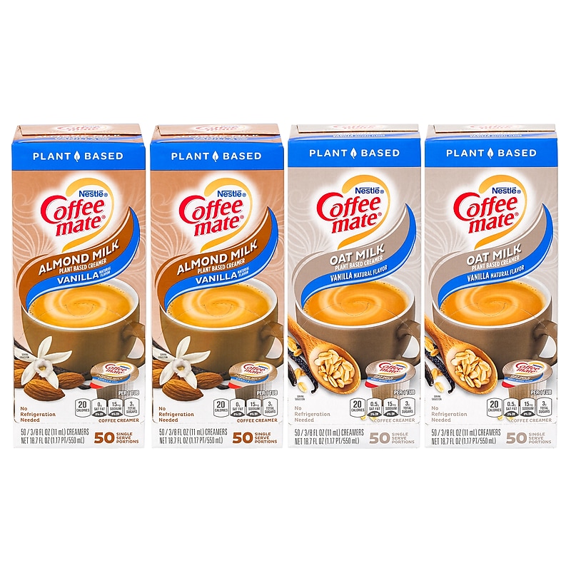 Coffee Mate Vanilla Almond Milk & Oat Milk Variety Pack, 200 Count, 4/Pack (600-00772) image 1