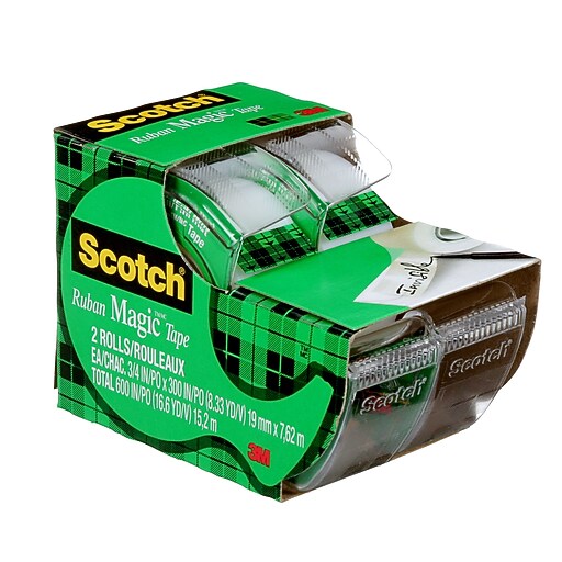 Scotch Magic Invisible Clear Tape Refill, 0.75" x 8.3 yds., 1"Core, 2