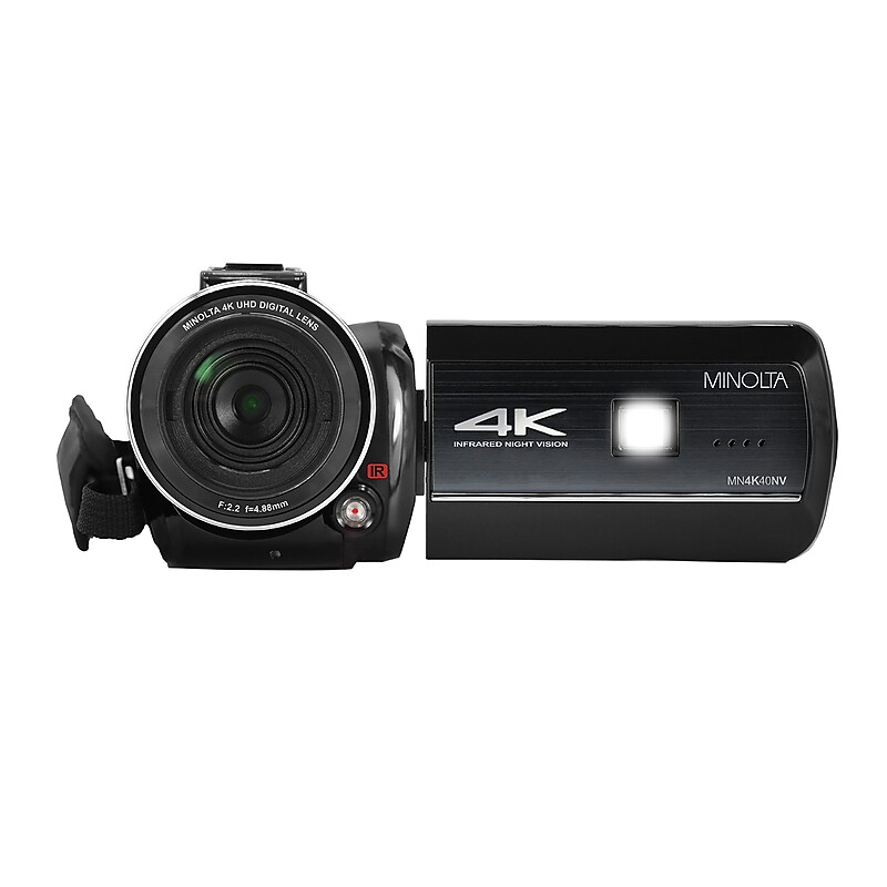 Minolta 4K Ultra HD IR Night Vision Video Camcorder with 16x Digital Zoom, Black (MN4K40NV)