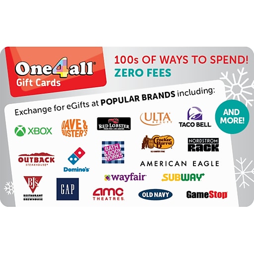 One4All Holiday 100.00 Gift Card Email Delivery 1025846B10000