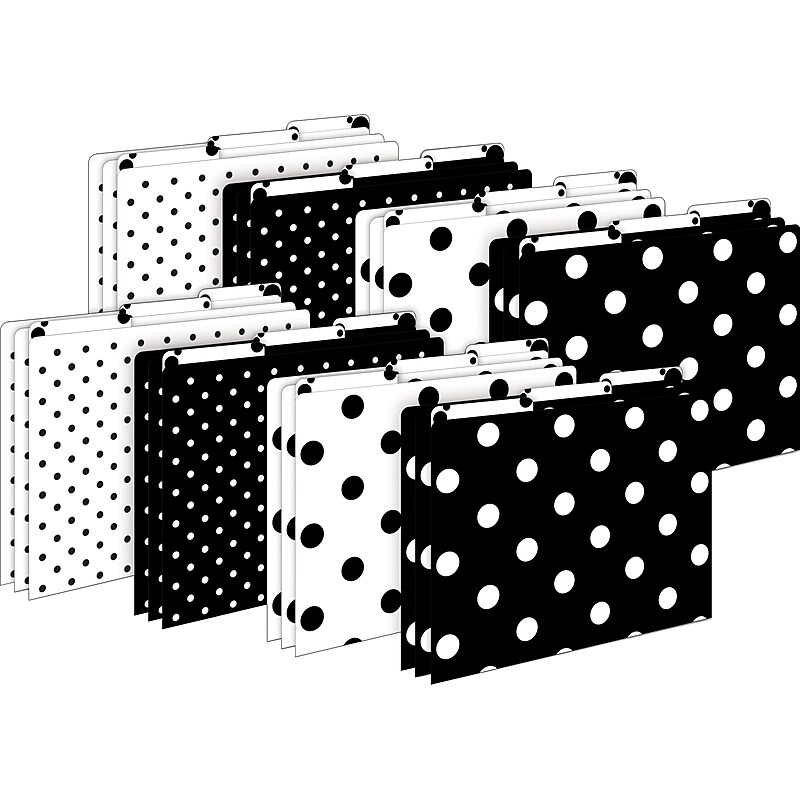 Barker Creek Black & White Dot File Folder, 1/3-Cut Tab, Letter Size, Black/White, 24/Set (4378) image 1
