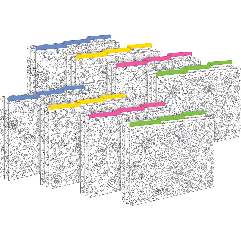 Barker Creek Color Me! In My Garden File Folder, 1/3-Cut Tab, Letter Size, Assorted Colors, 24/Set (4386) image 1