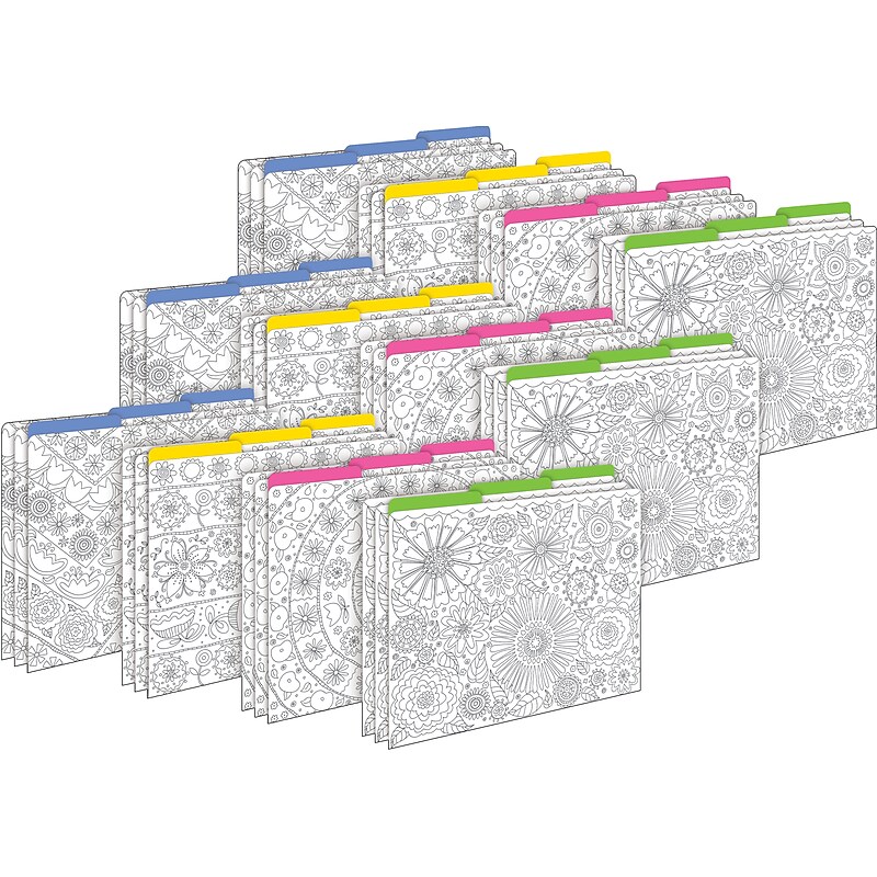 Barker Creek Color Me! In My Garden File Folder, 1/3-Cut Tab, Letter Size, Assorted Colors, 36/Set (4387) image 1