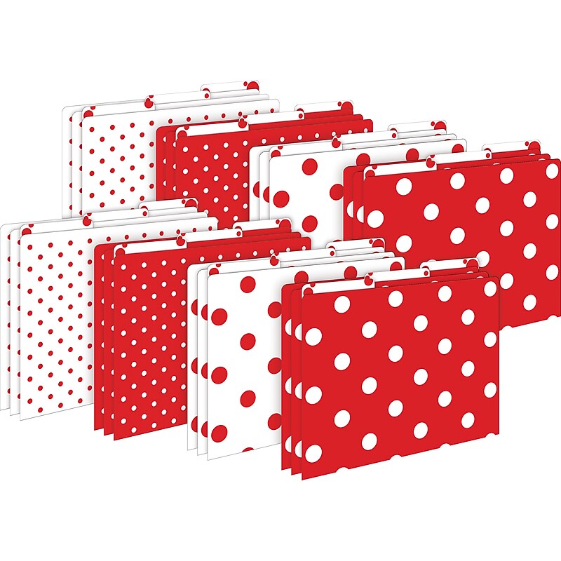 Barker Creek Red & White Dot File Folder, 1/3-Cut Tab, Letter Size, Red/White, 24/Set (4392) image 1