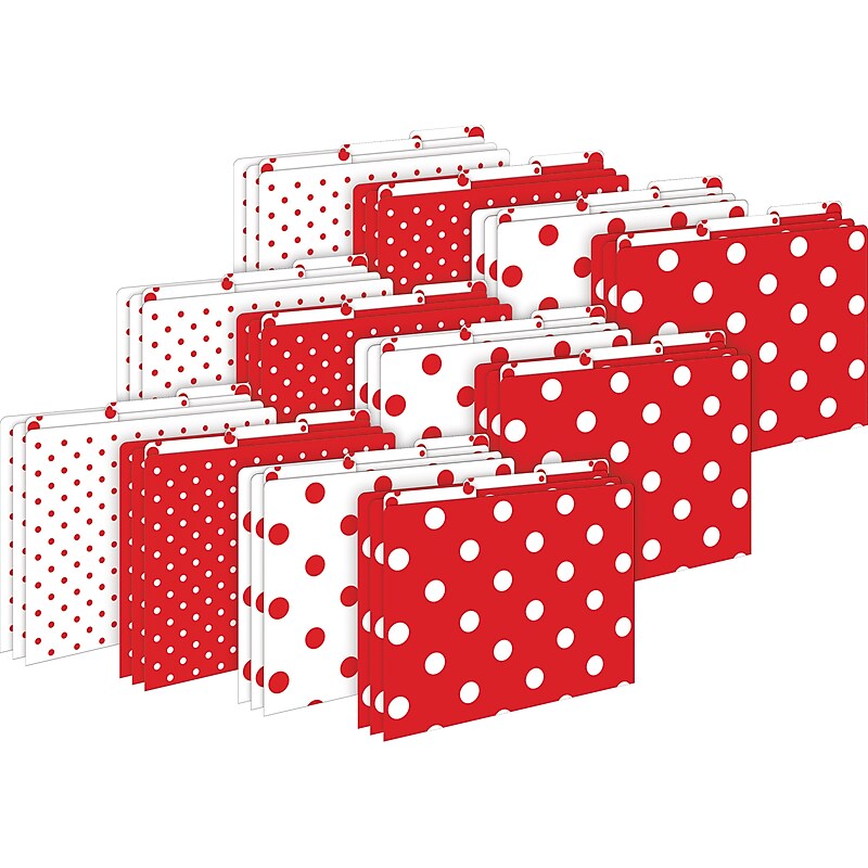 Barker Creek Red & White Dot File Folder, 1/3-Cut Tab, Letter Size, Red/White, 36/Set (4393) image 1