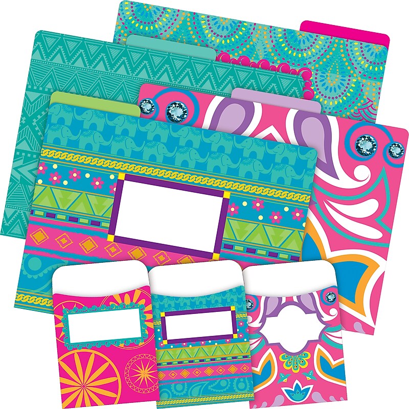 Barker Creek Bohemian File Folder, 1/3-Cut Tab, Letter Size, Assorted Colors, 42/Set (4410) image 1