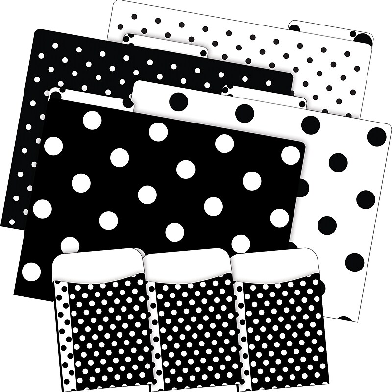 Barker Creek Black & White Dot File Folder, 1/3-Cut Tab, Letter Size, Black/White, 42/Set (4417) image 1