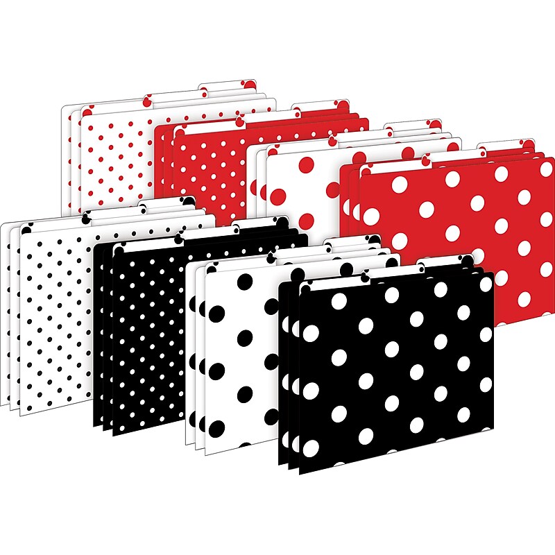Barker Creek Dots File Folder, 1/3-Cut Tab, Letter Size, Assorted Colors, 24/Set (4424) image 1