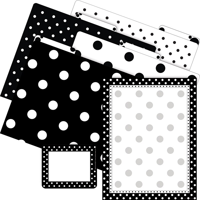 Barker Creek Get Organized Black & White Dots File Folder, 1/3-Cut Tab, Letter Size, Black/White, 107/Set (136) image 1