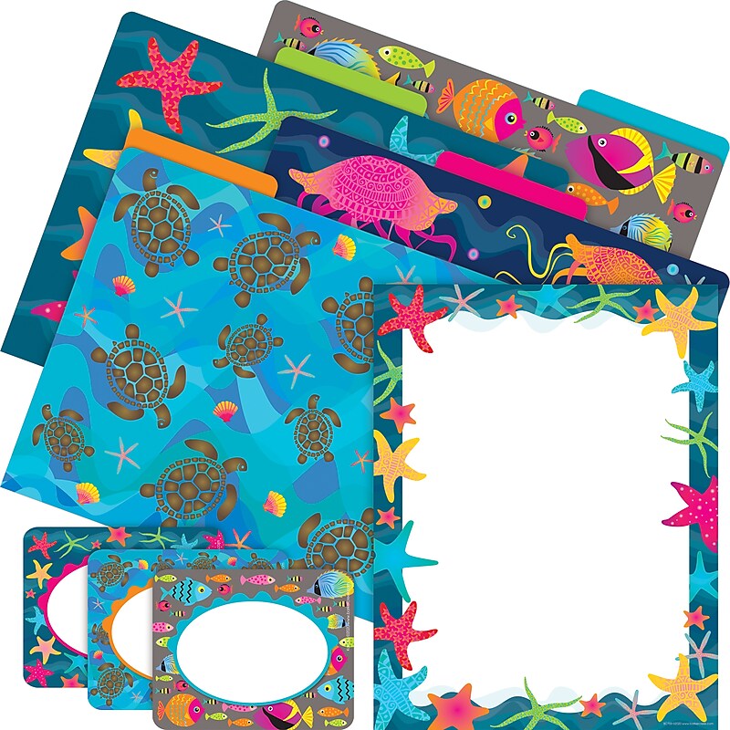 Barker Creek Get Organized Kai Ola Starfish File Folder, 1/3-Cut Tab, Letter Size, Assorted Colors, 107/Set (149) image 1