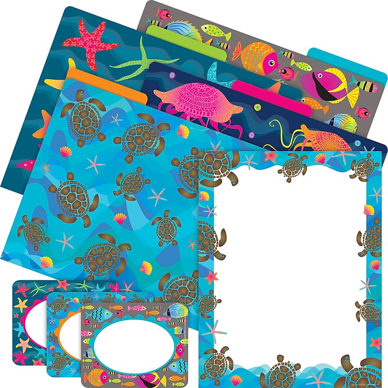 Barker Creek Kai Ola Sea Turtles File Folder, 1/3-Cut Tab, Letter Size, Assorted Colors, 107/Set (150) image 1